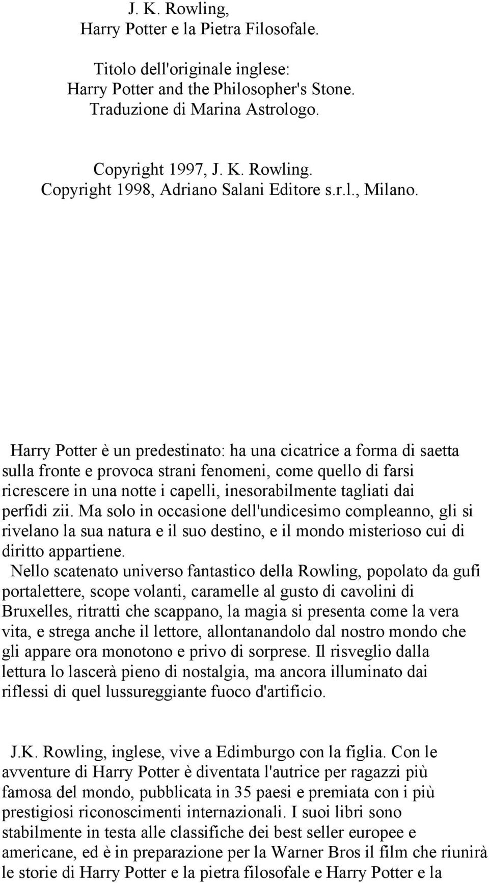 Harry potter italian